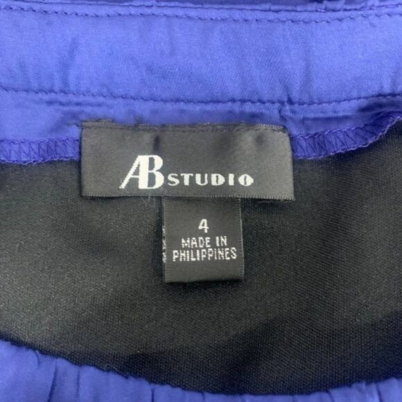 Ab Studio Womens Ruffled Blue & Black Belted Dress Size 4 NEW - Picture 7 of 7
